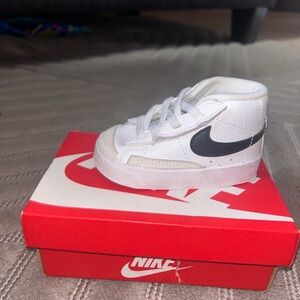 Nike Kids White and Black High-Top Sneakers